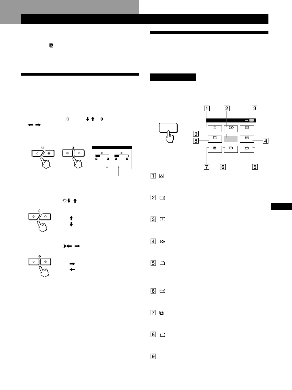 Ajuste del brillo y contraste de la imagen, Introducción al sistema de indicación en pantalla, Personalización del monitor | Sony GDM-500PST9 User Manual | Page 69 / 104