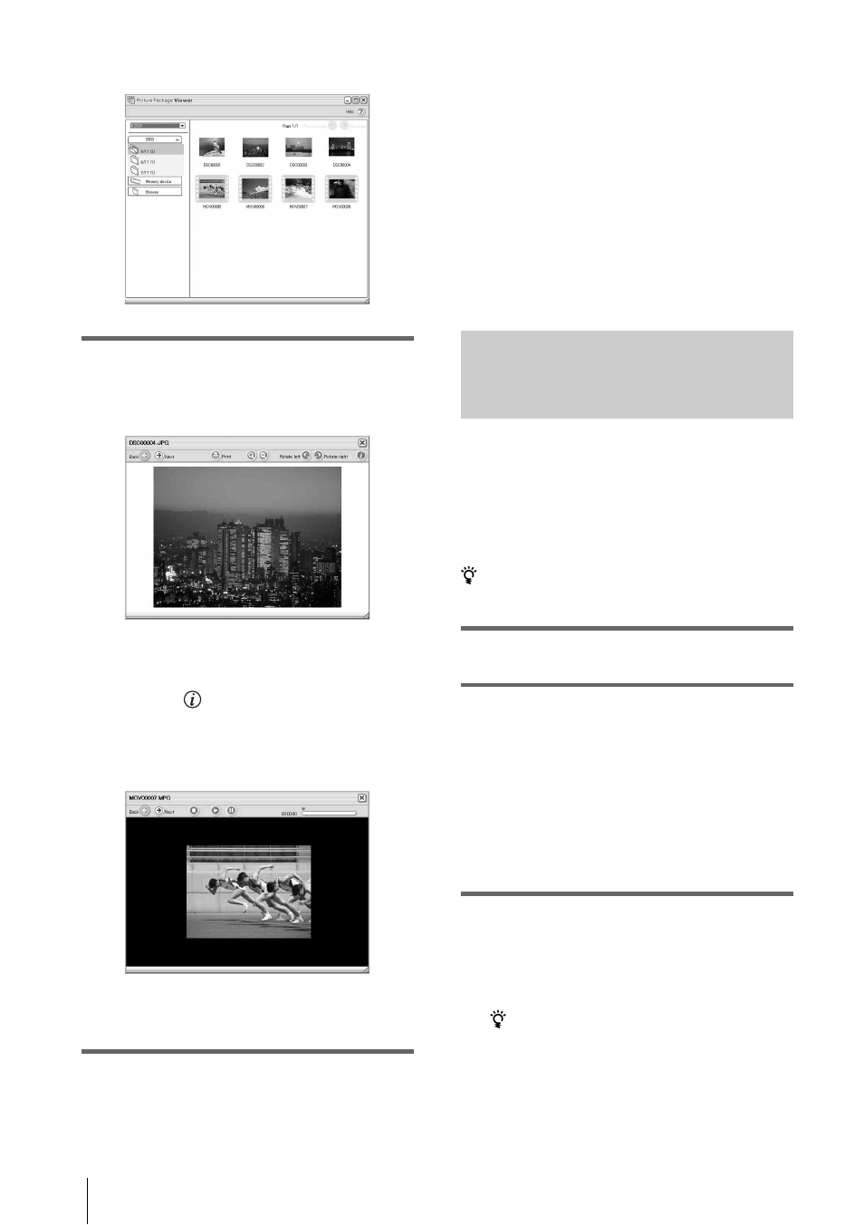 Creating an original video, Picture package auto video, O (p. 18) | Sony Computer Applications Guide User Manual | Page 18 / 44