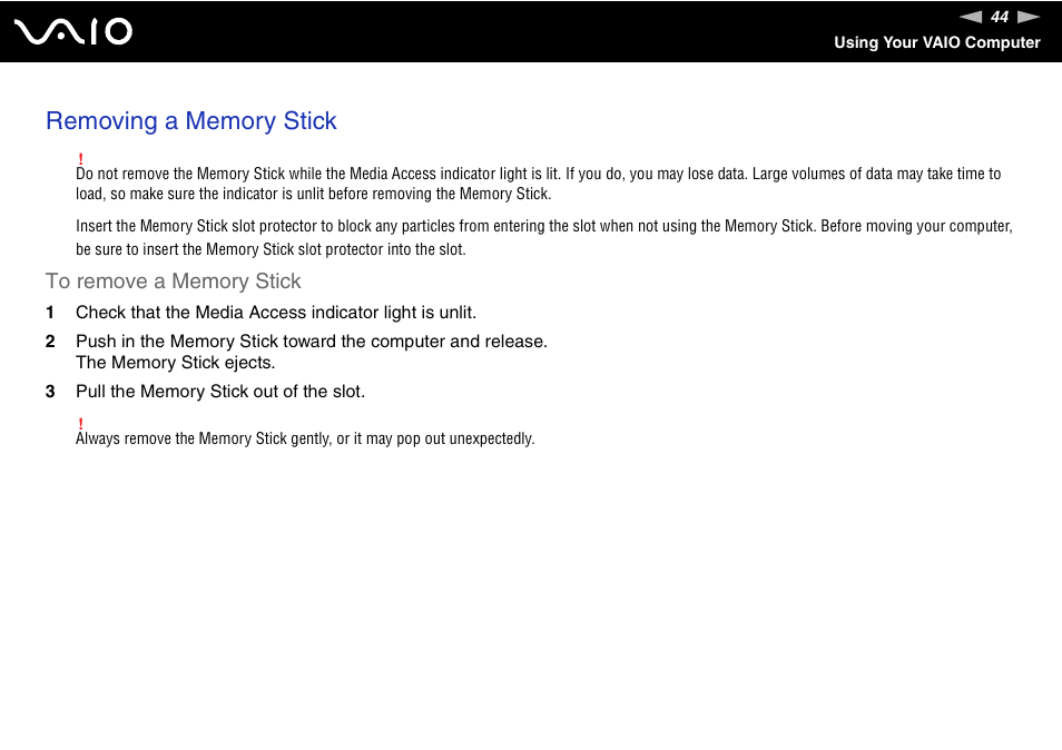 Sony VAIO VGN-P500 User Manual | Page 44 / 165