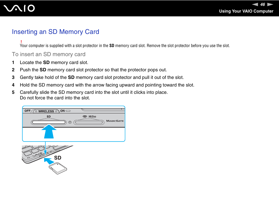 Sony VAIO VGN-P500 User Manual | Page 46 / 165