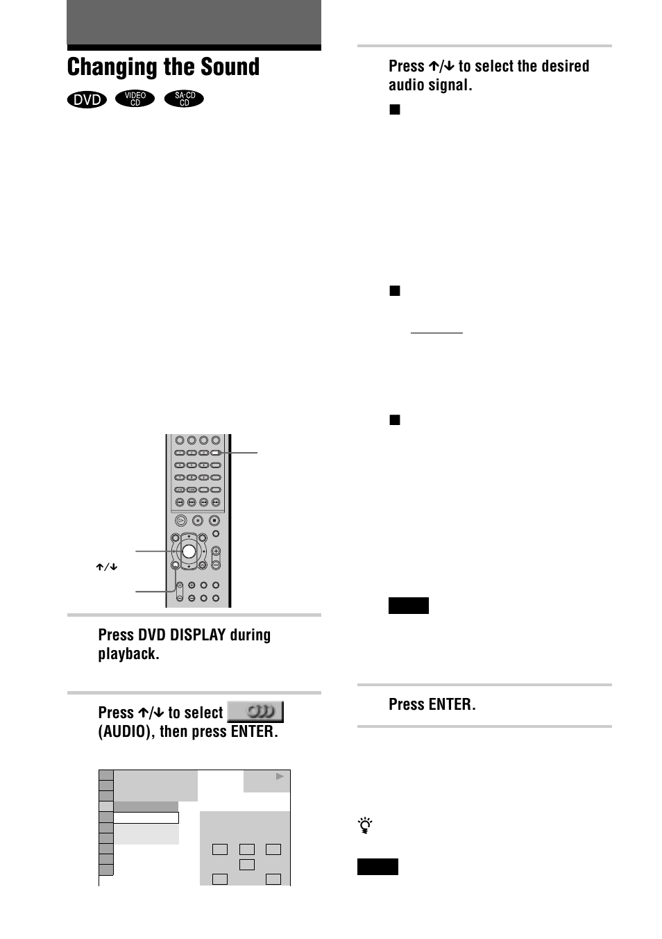 Changing the sound | Sony AVD-S10 User Manual | Page 44 / 164