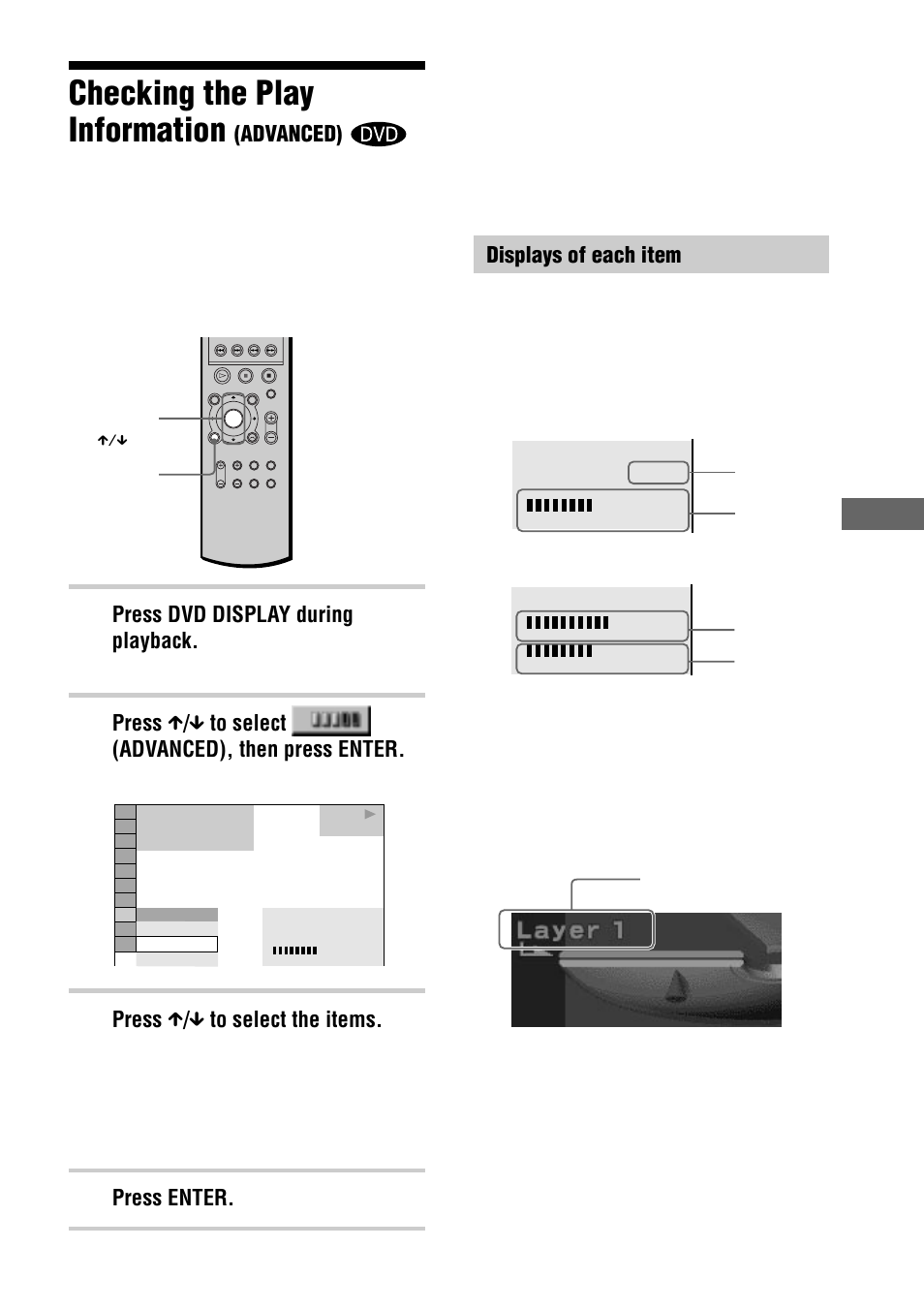 Checking the play information | Sony AVD-S10 User Manual | Page 53 / 164
