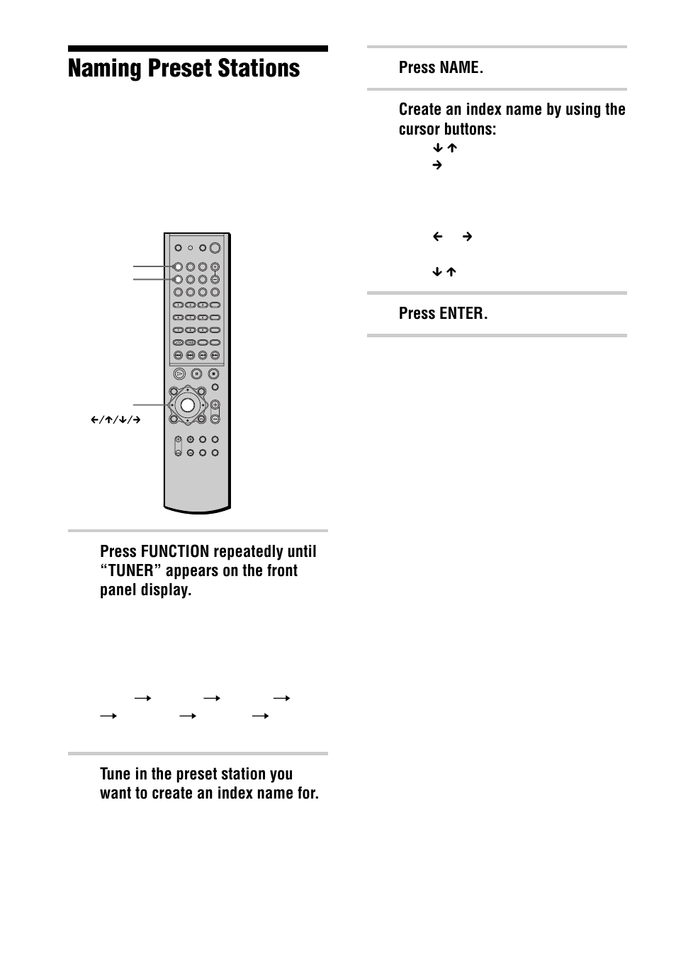 Naming preset stations | Sony AVD-S10 User Manual | Page 62 / 164