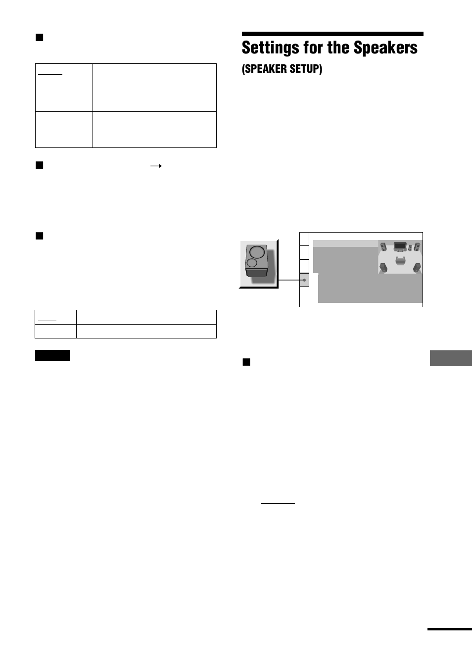 Settings for the speakers, Settings and adjustments, Speaker setup) | Sony AVD-S10 User Manual | Page 67 / 164