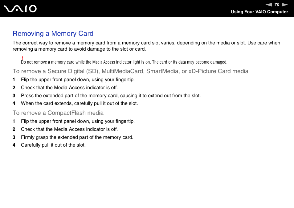 Sony VGC-RC300 User Manual | Page 70 / 177