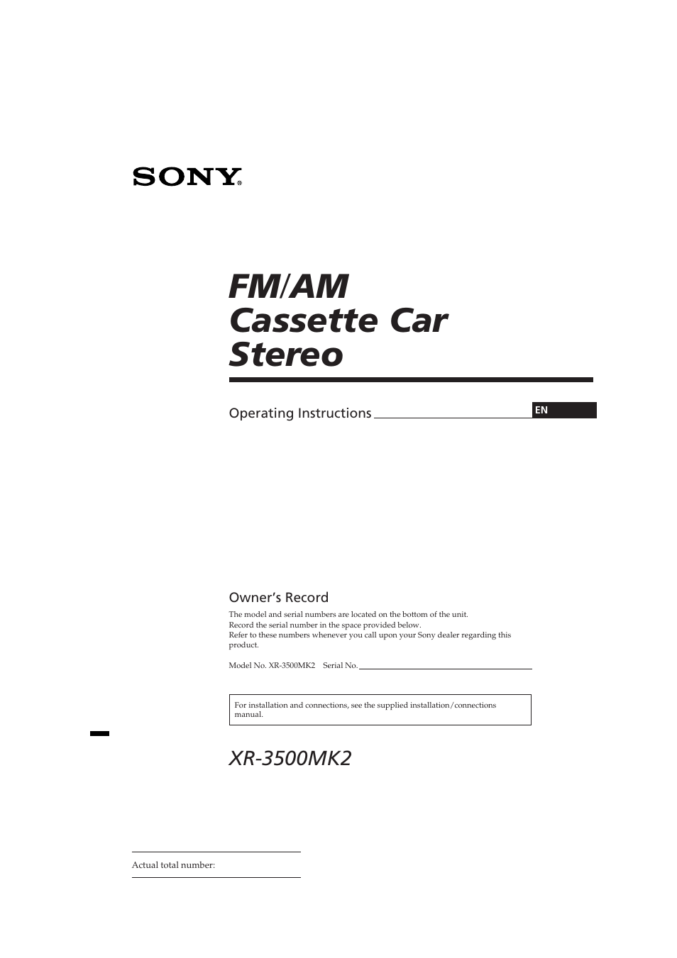 Sony XR-3500MK2 User Manual | 12 pages