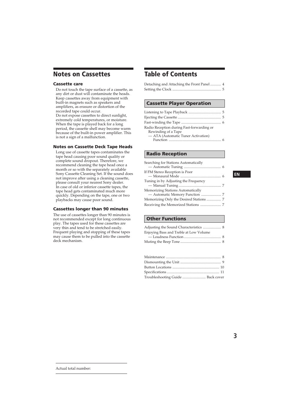 Sony XR-3500MK2 User Manual | Page 3 / 12
