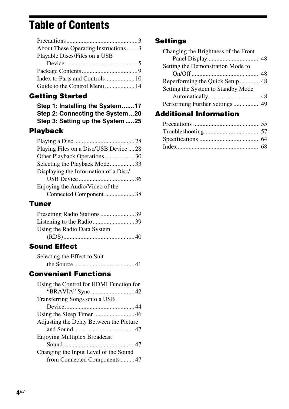 Sony DAV-DZ740 User Manual | Page 4 / 72