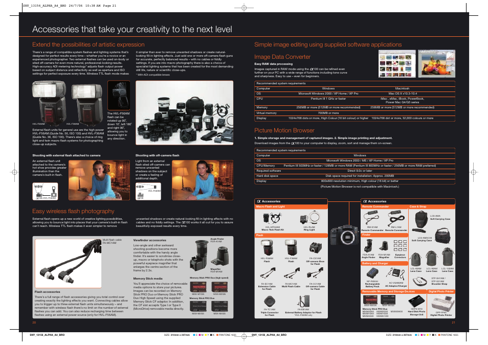 Easy wireless flash photography, Image data converter, Picture motion browser | Sony Alpha 100 User Manual | Page 11 / 12