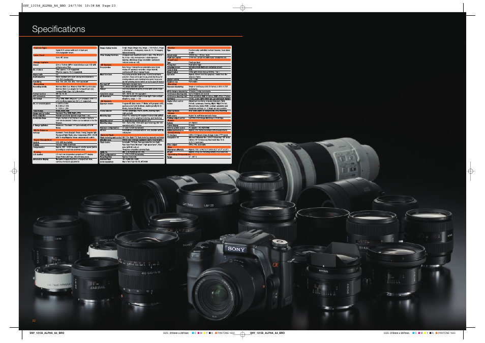 Specifications | Sony Alpha 100 User Manual | Page 12 / 12