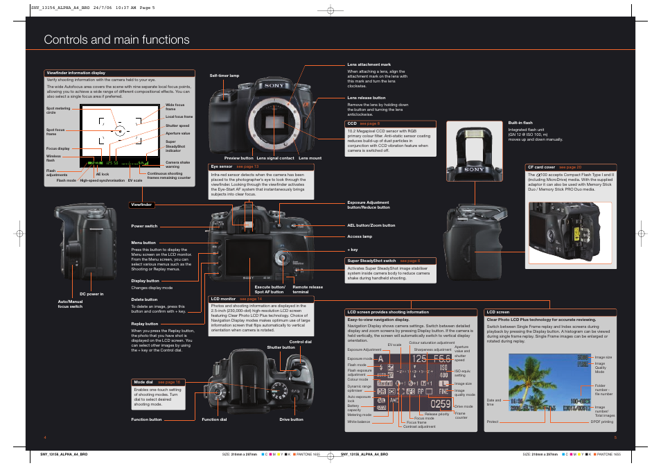 Controls and main functions | Sony Alpha 100 User Manual | Page 3 / 12