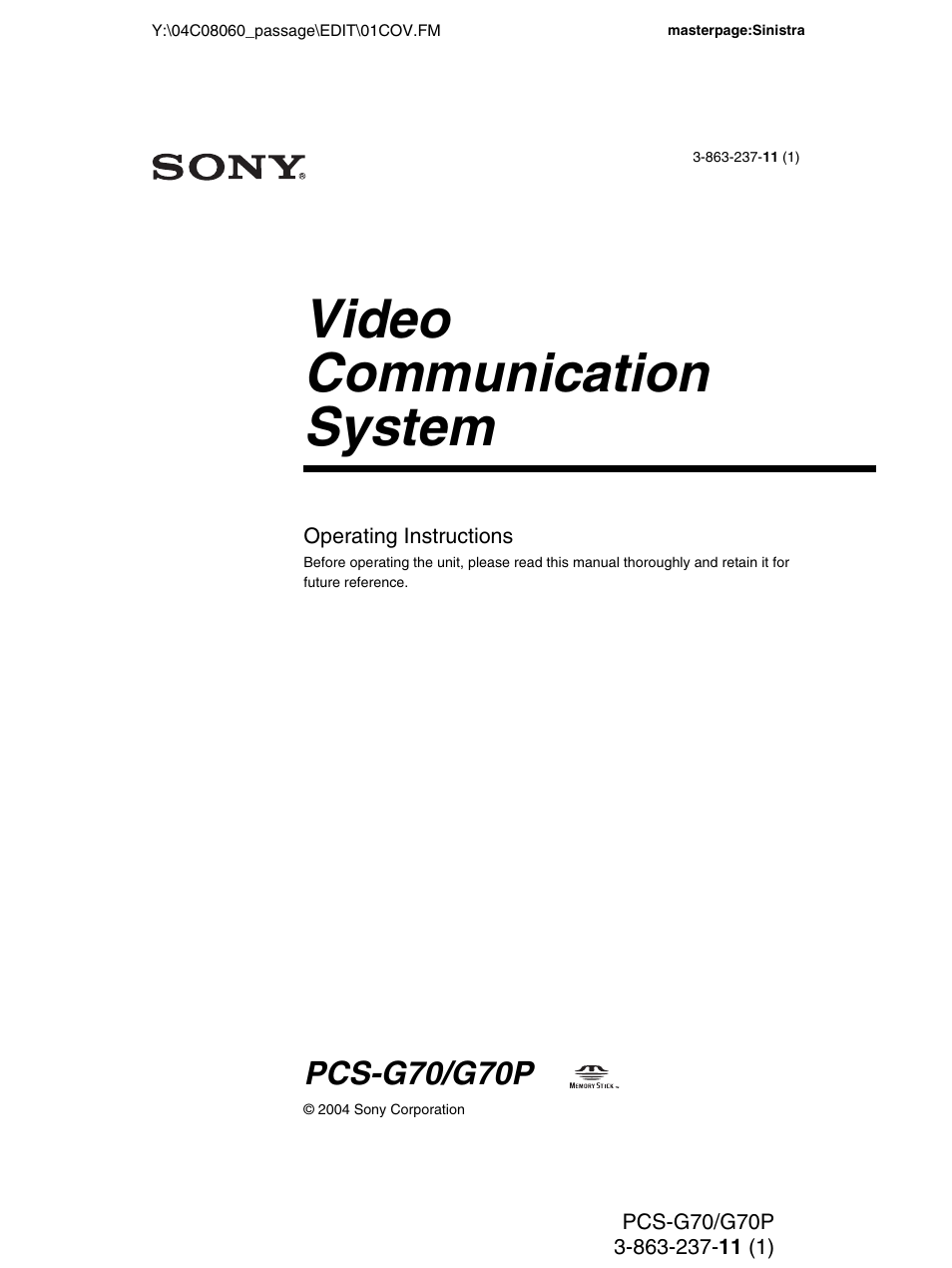 Sony PCS-G70P User Manual | 236 pages