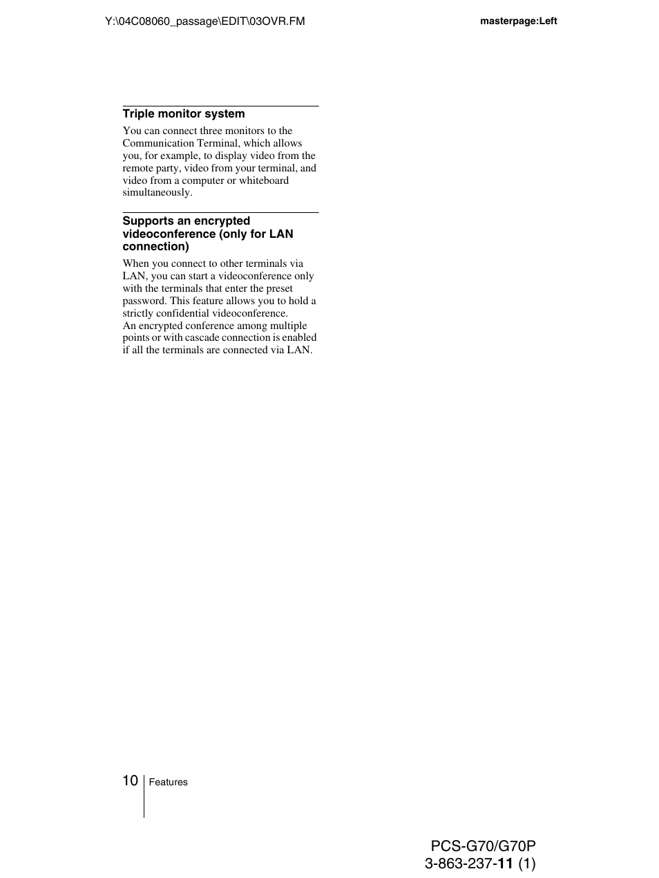 Sony PCS-G70P User Manual | Page 10 / 236
