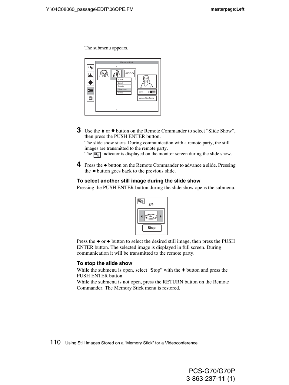 Sony PCS-G70P User Manual | Page 110 / 236