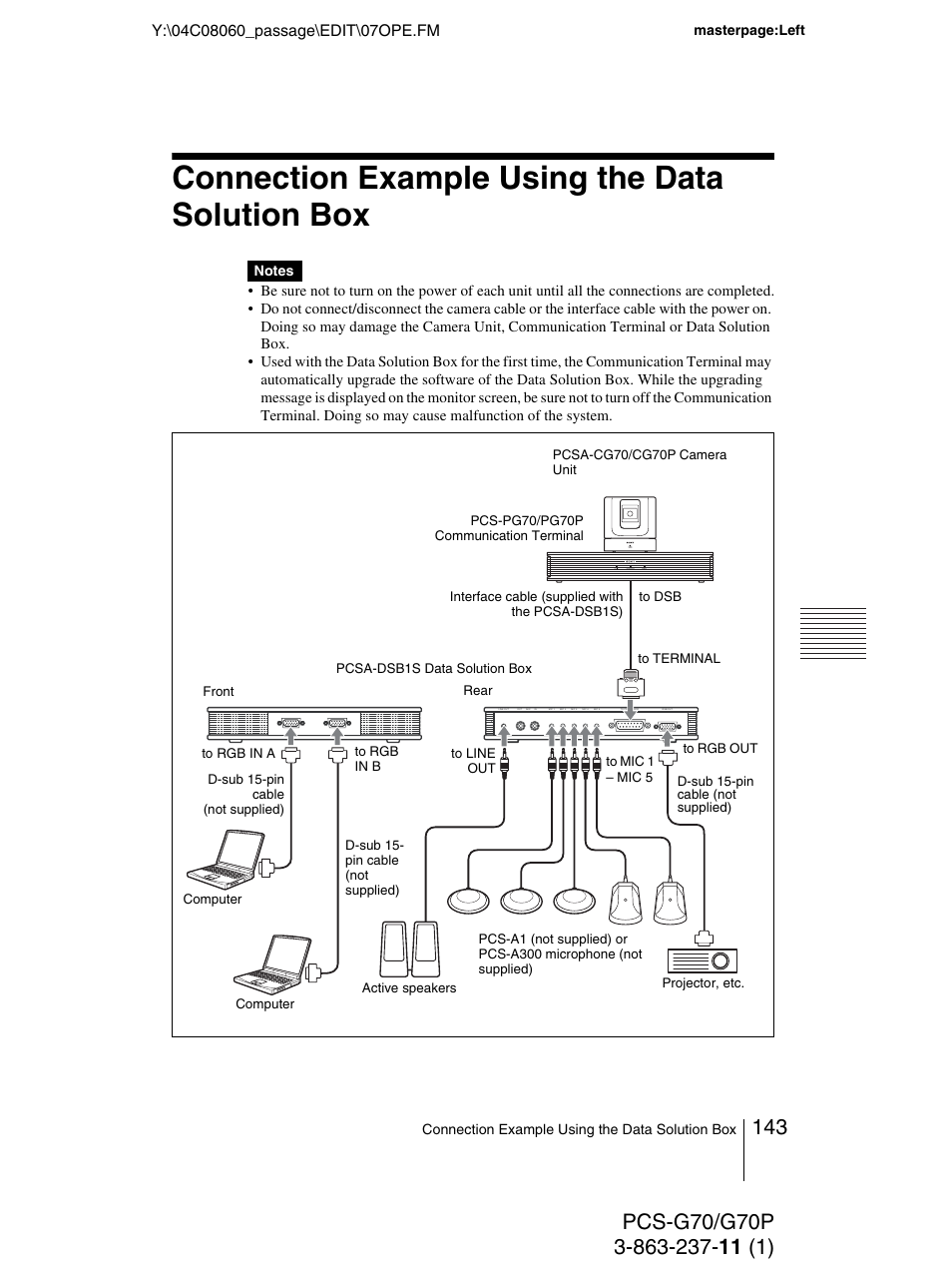 Connection example using the data solution box | Sony PCS-G70P User Manual | Page 143 / 236
