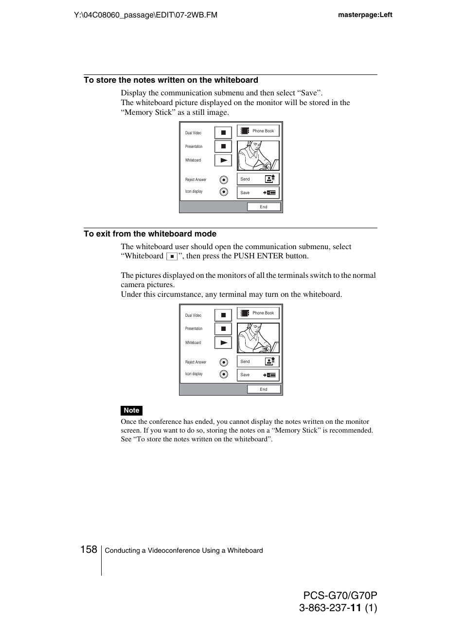 Sony PCS-G70P User Manual | Page 158 / 236
