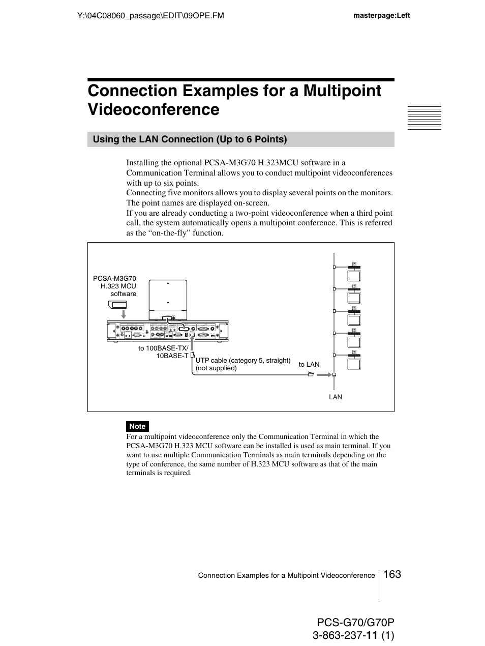 Using the lan connection (up to 6 points), Using the lan connection (up to 6, Points) | Sony PCS-G70P User Manual | Page 163 / 236