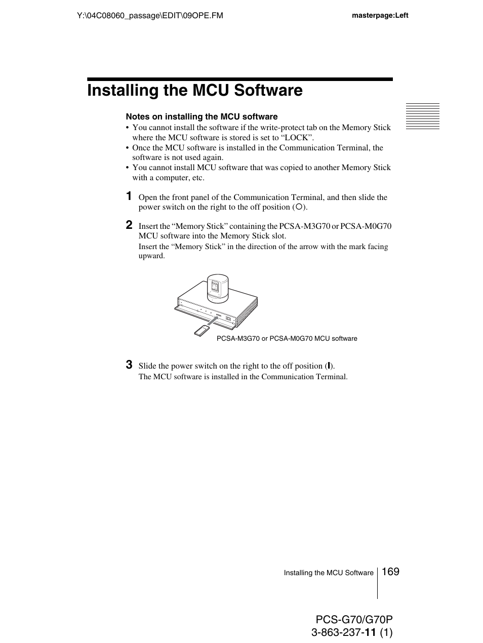 Installing the mcu software | Sony PCS-G70P User Manual | Page 169 / 236