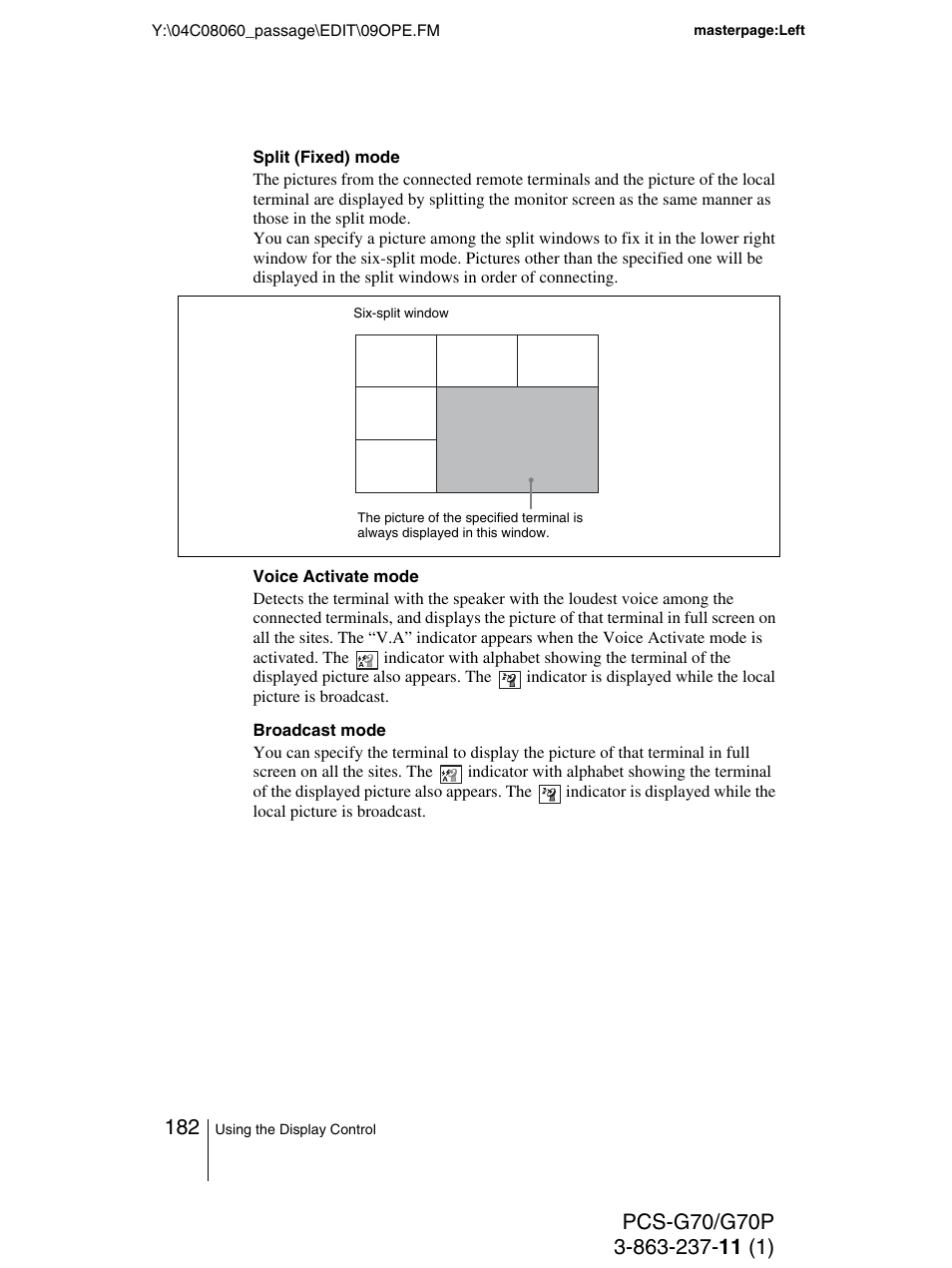 Sony PCS-G70P User Manual | Page 182 / 236