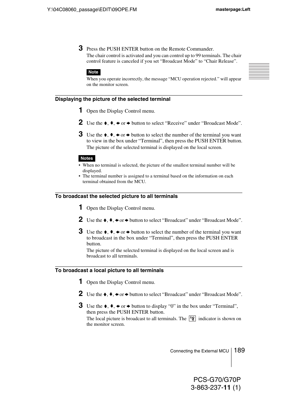 Sony PCS-G70P User Manual | Page 189 / 236