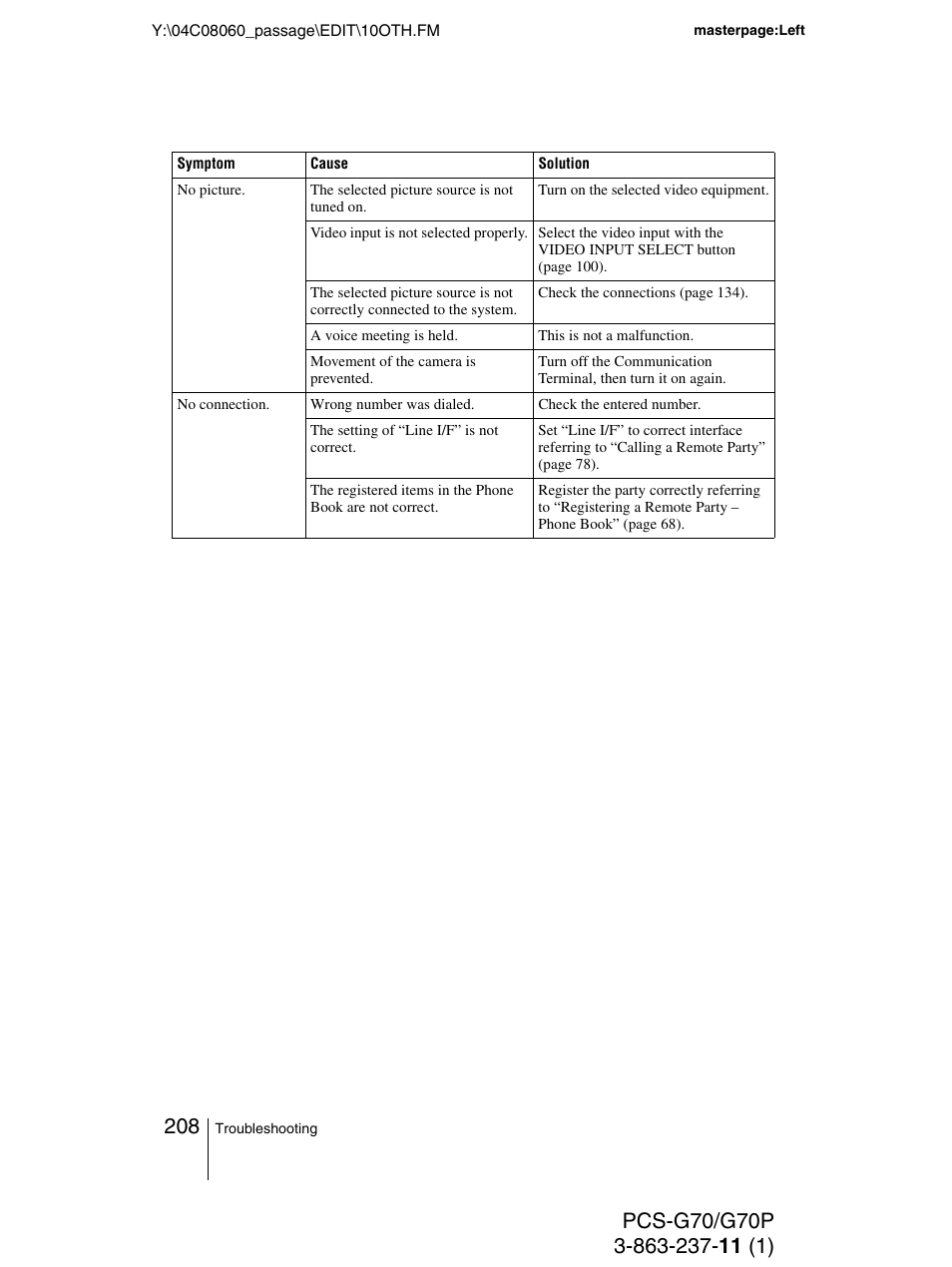 Sony PCS-G70P User Manual | Page 208 / 236