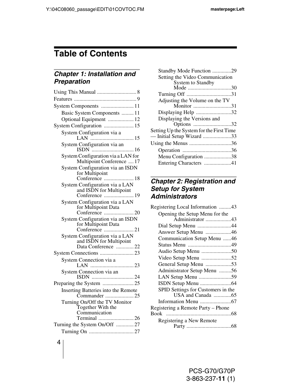 Sony PCS-G70P User Manual | Page 4 / 236