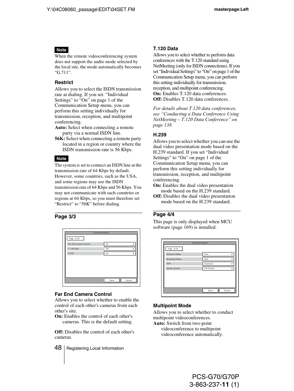 Sony PCS-G70P User Manual | Page 48 / 236