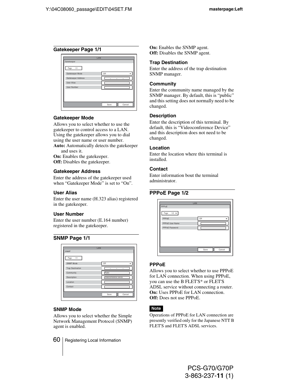 Sony PCS-G70P User Manual | Page 60 / 236