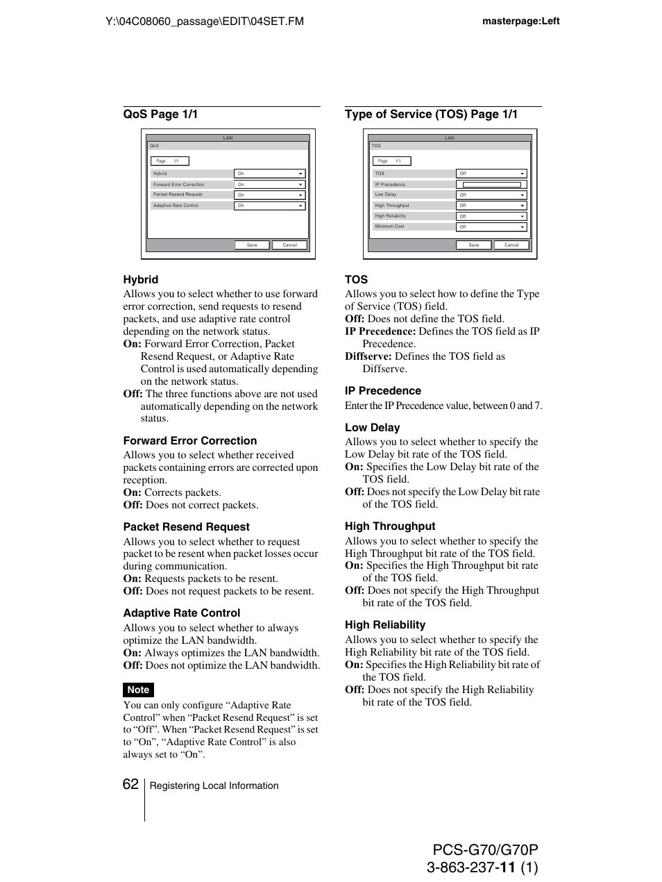 Sony PCS-G70P User Manual | Page 62 / 236