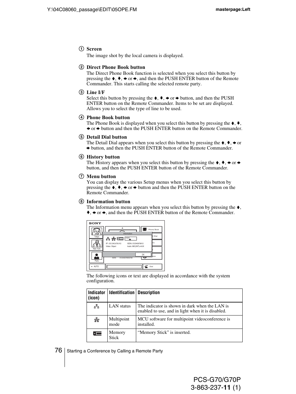 Ges 76 | Sony PCS-G70P User Manual | Page 76 / 236
