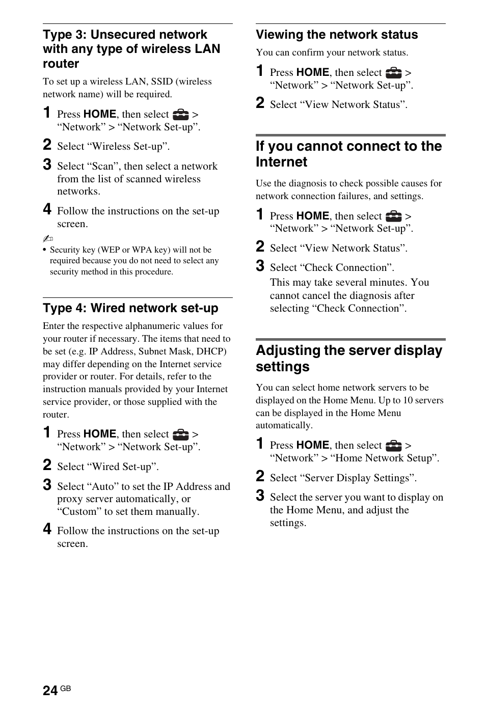 If you cannot connect to the internet, Adjusting the server display settings | Sony 55HX92X User Manual | Page 24 / 40