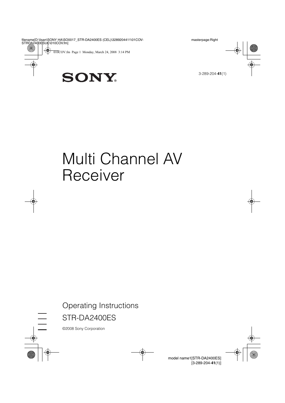 Sony 3-289-204-41(1) User Manual | 128 pages