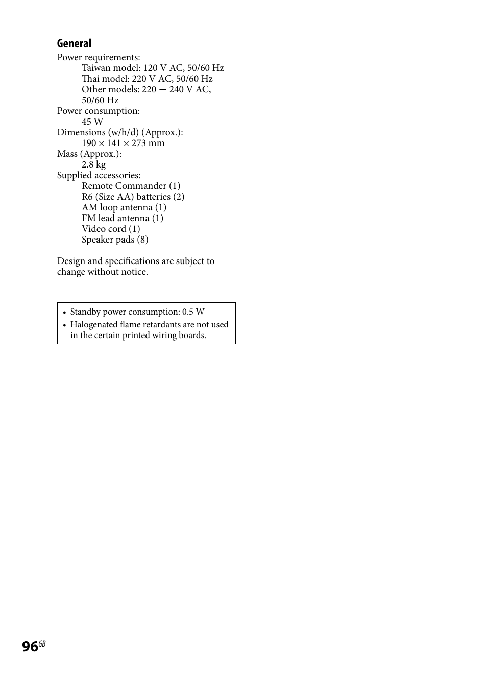 General | Sony CMT-DH30 User Manual | Page 96 / 112