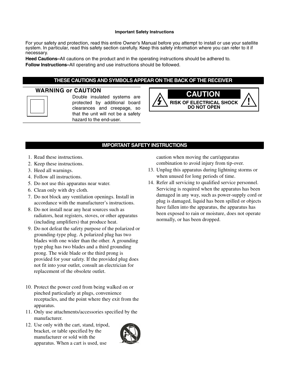 Caution | Sony SAT-A65 User Manual | Page 3 / 58