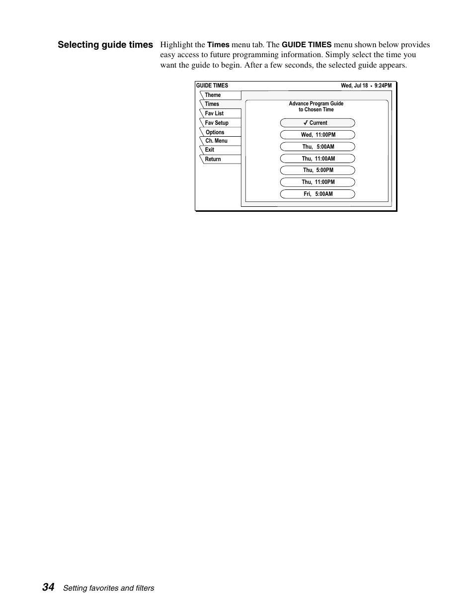 Selecting guide times | Sony SAT-A65 User Manual | Page 43 / 58