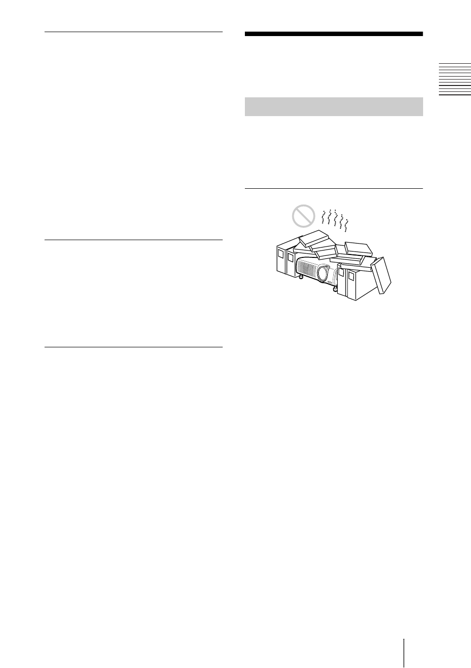 Remarques sur l’installation, Installation déconseillée | Sony PX35 User Manual | Page 58 / 165