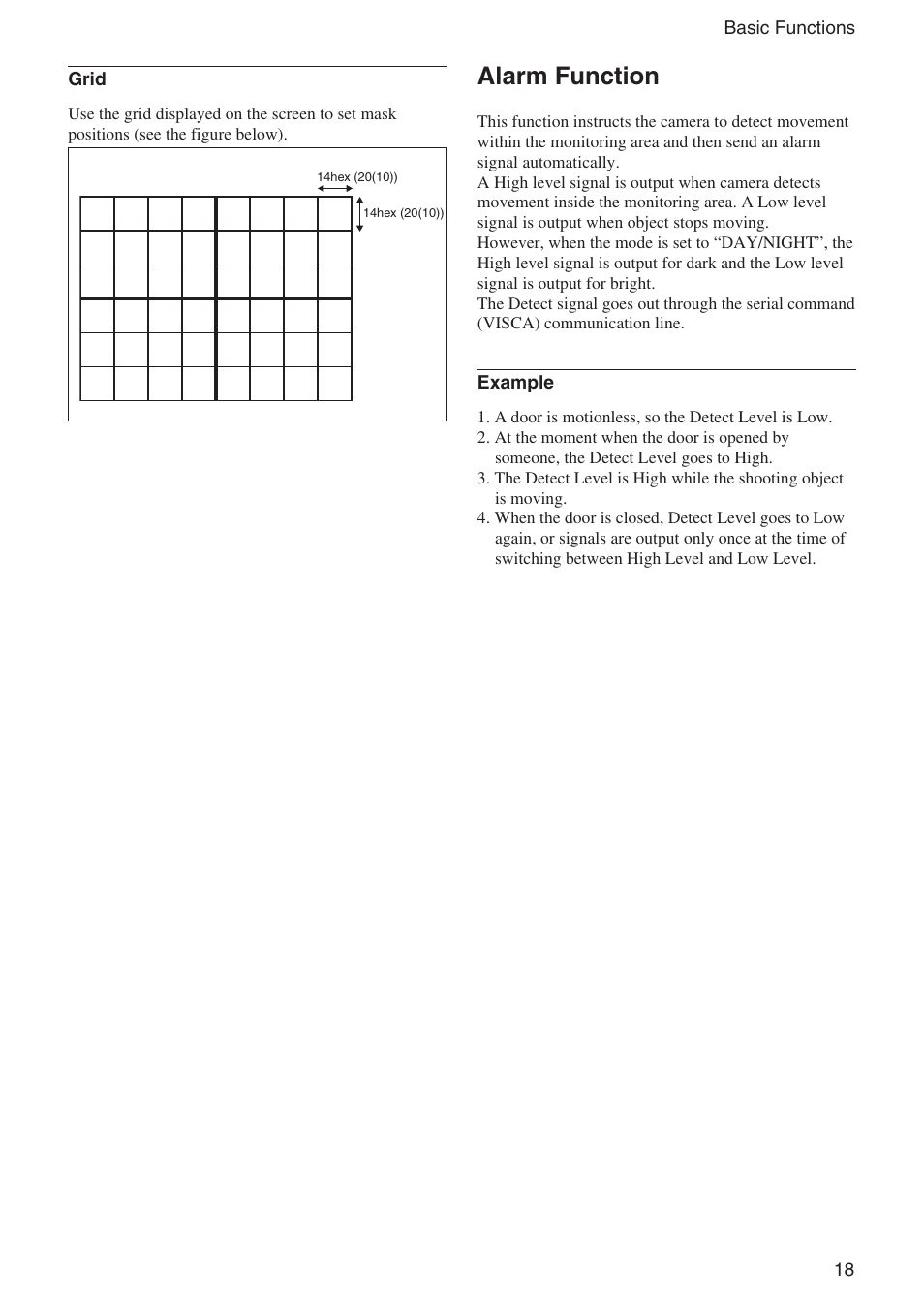 Alarm function | Sony EX480CP User Manual | Page 18 / 65
