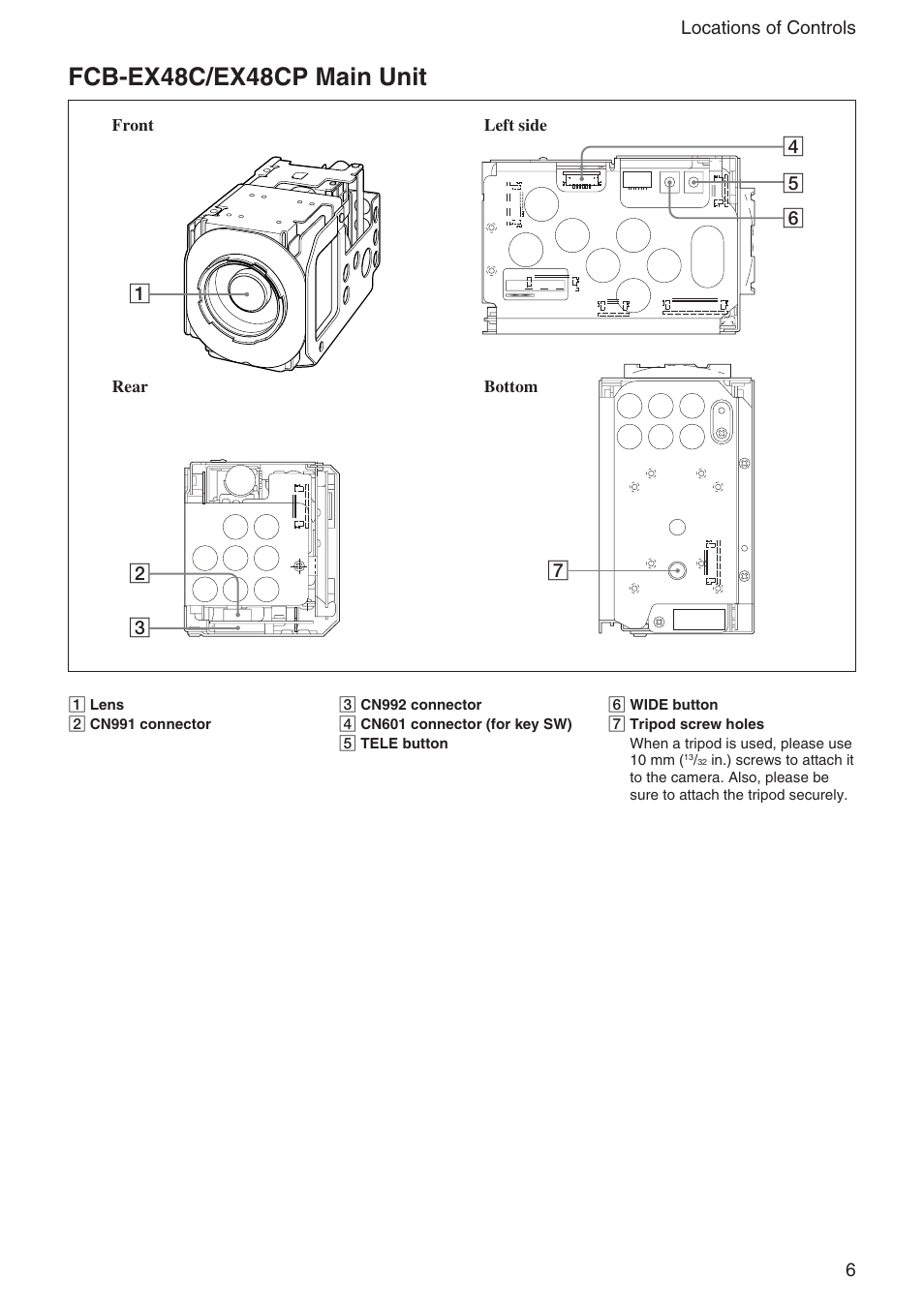 Fcb-ex48c/ex48cp main unit | Sony EX480CP User Manual | Page 6 / 65