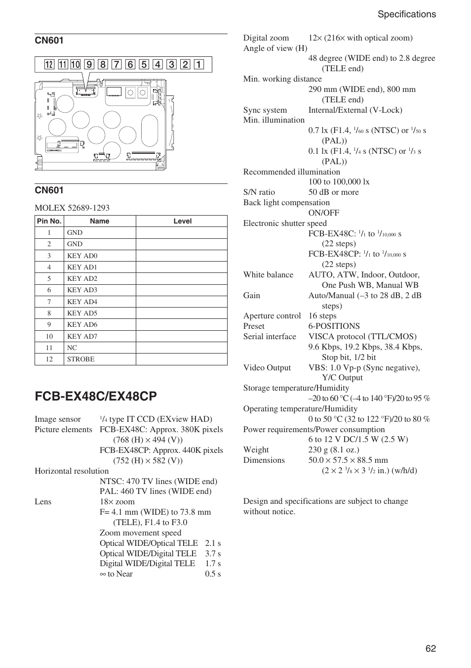 Fcb-ex48c/ex48cp | Sony EX480CP User Manual | Page 62 / 65