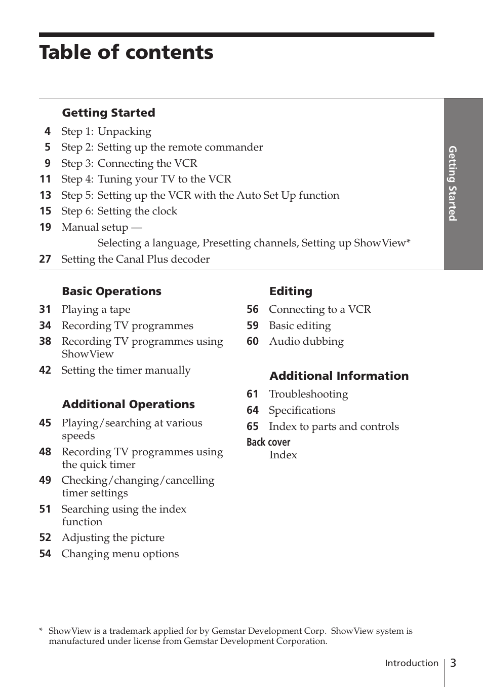 Sony SLV-E580EG User Manual | Page 3 / 72