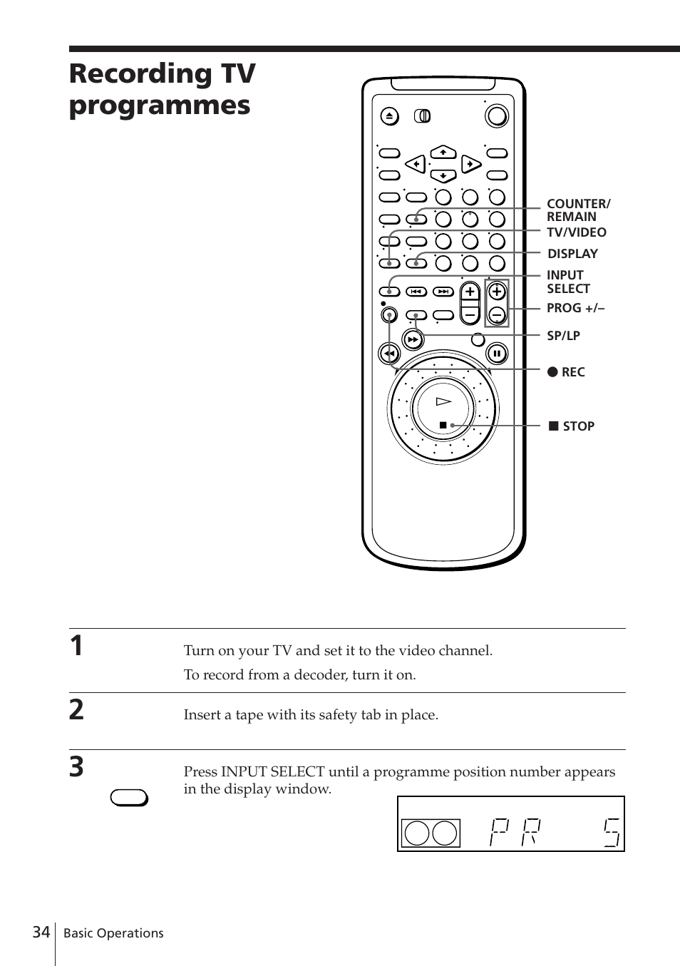 Recording tv programmes | Sony SLV-E580EG User Manual | Page 34 / 72