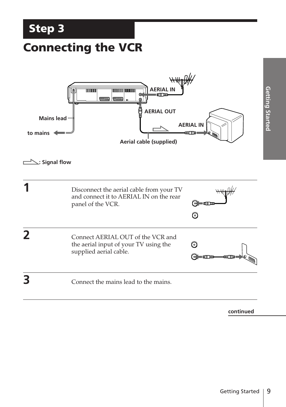 Connecting the vcr, Step 3 | Sony SLV-E580EG User Manual | Page 9 / 72