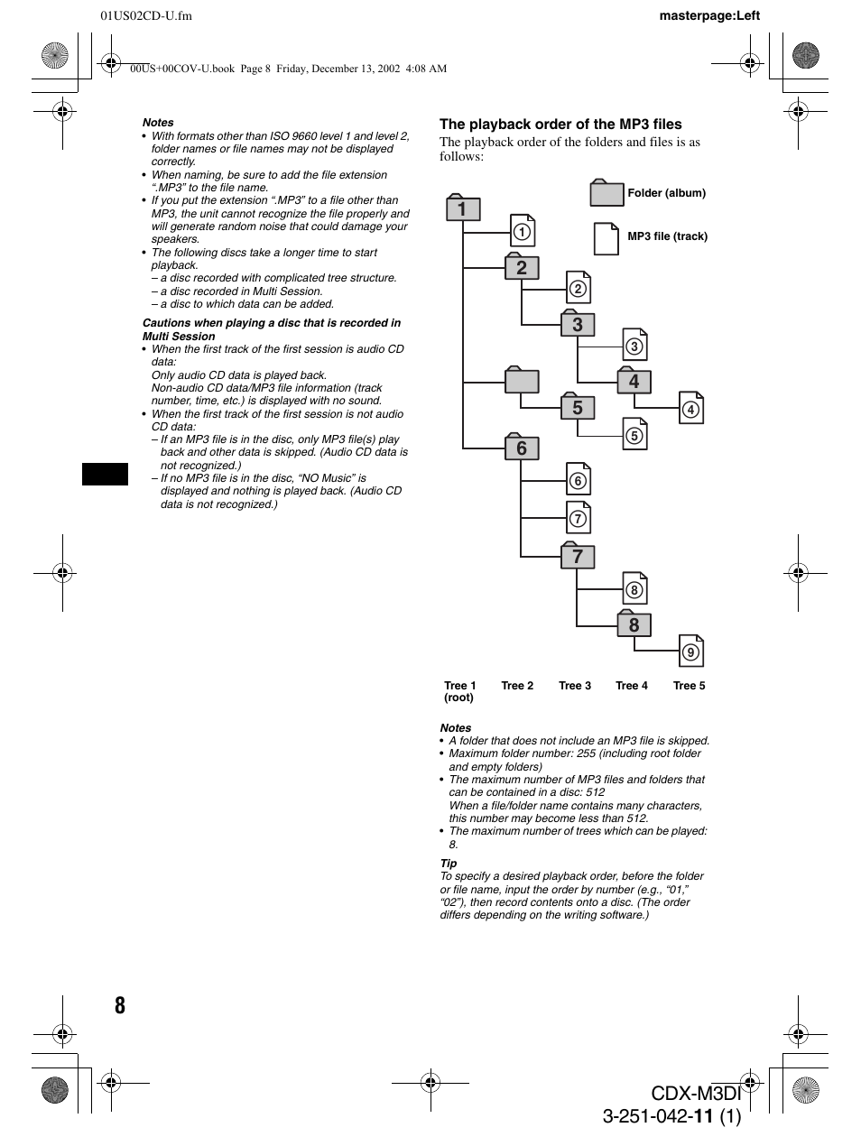 Sony CDX-M3DI User Manual | Page 8 / 36