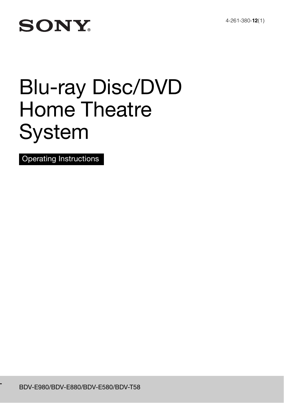 Sony BDVE580 User Manual | 80 pages