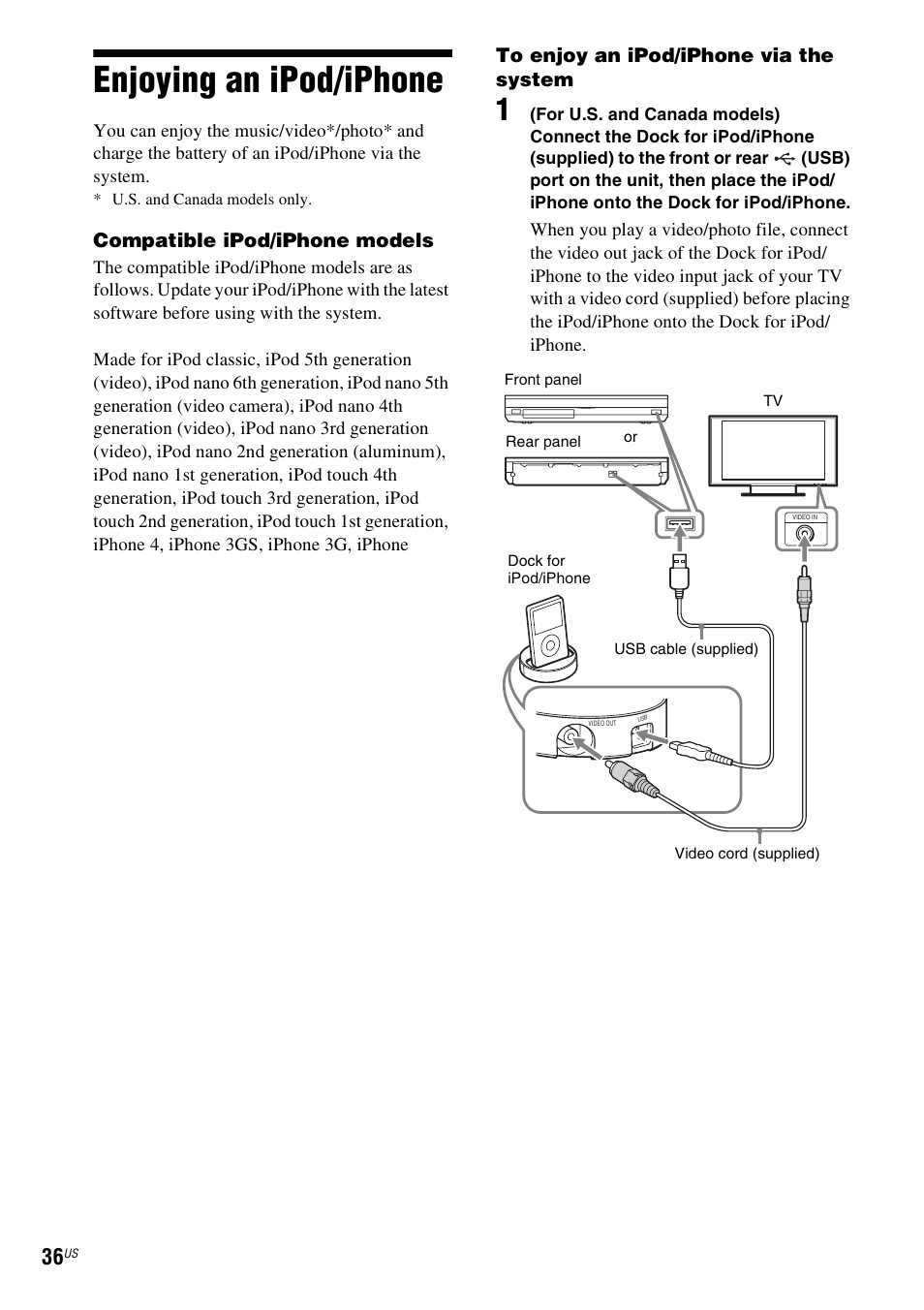 Enjoying an ipod/iphone | Sony BDVE580 User Manual | Page 36 / 80