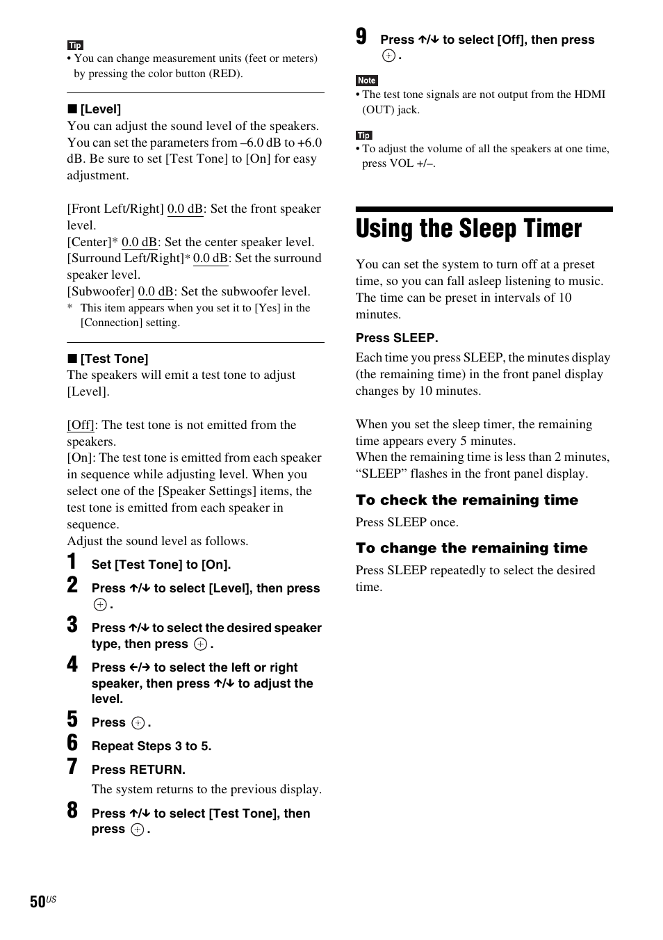 Using the sleep timer | Sony BDVE580 User Manual | Page 50 / 80