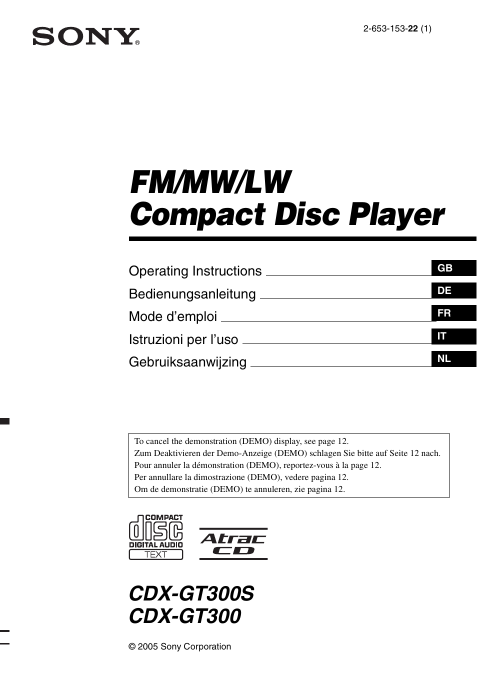 Sony CDX-GT300S User Manual | 100 pages