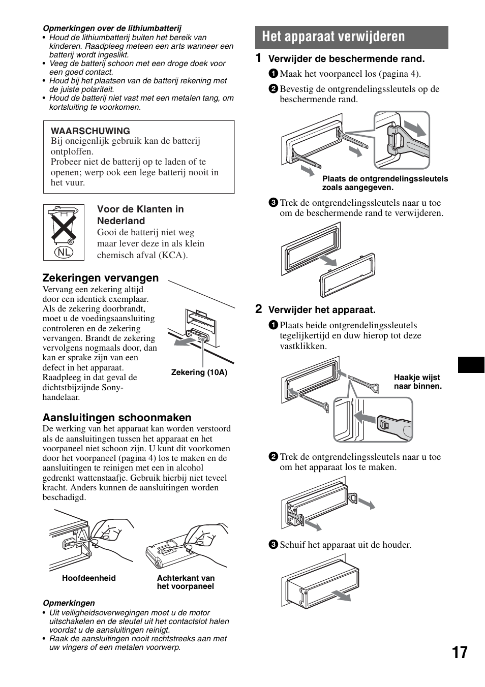 Het apparaat verwijderen | Sony CDX-GT300S User Manual | Page 95 / 100