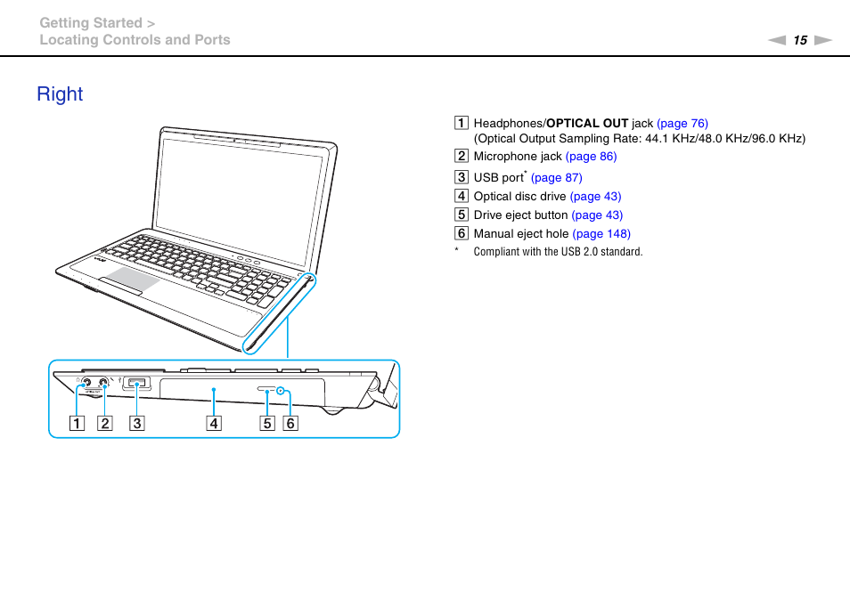 Right | Sony VAIO VPCF2 User Manual | Page 15 / 174