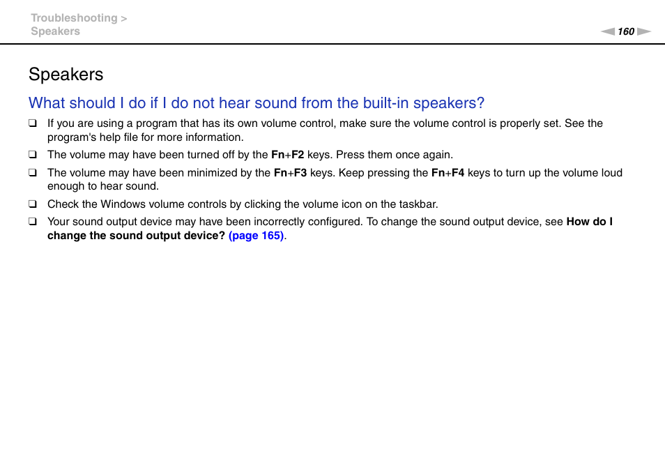 Speakers | Sony VAIO VPCF2 User Manual | Page 160 / 174